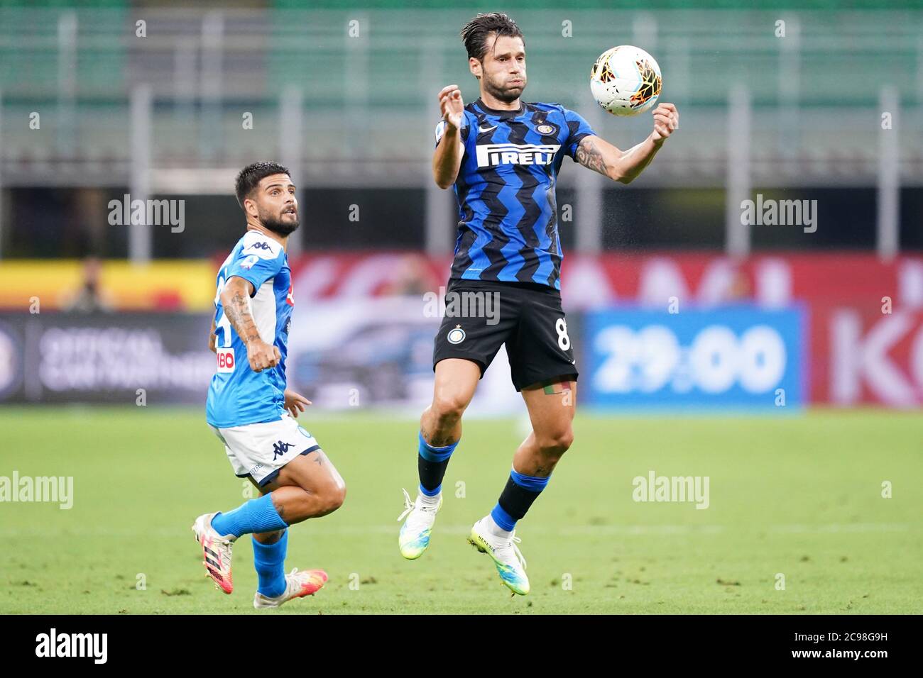 Mailand (ITALIEN) 28. Juli 2020. Italienische Serie A. FC Internazionale gegen SSC Neapel. Antonio Candreva vom FC Internazionale . Stockfoto