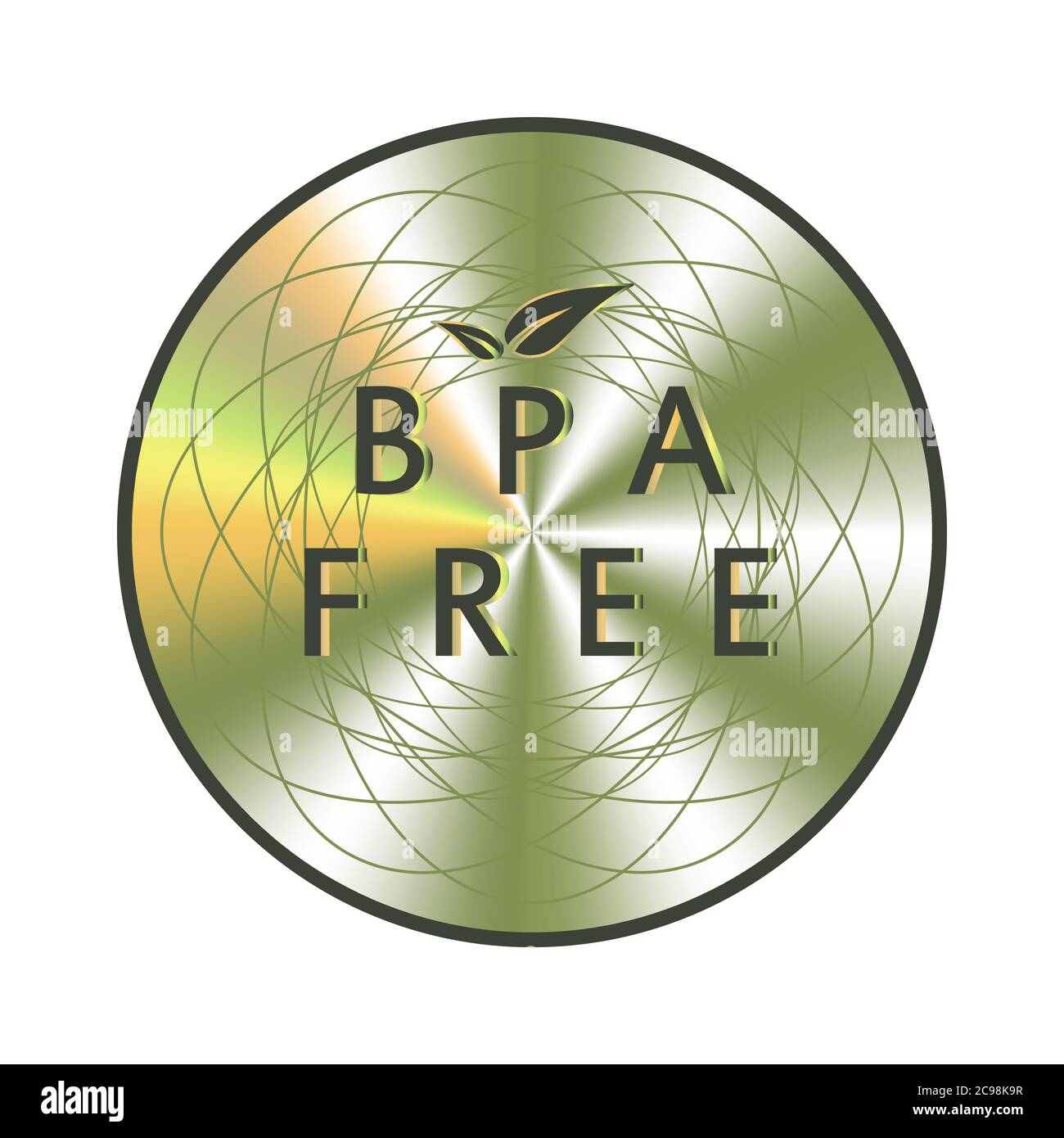 BPA free holographic sticker. Round hologram realistic stamp. Vector element for non toxic plastic product promotion. BPA free icon Stock Vektor