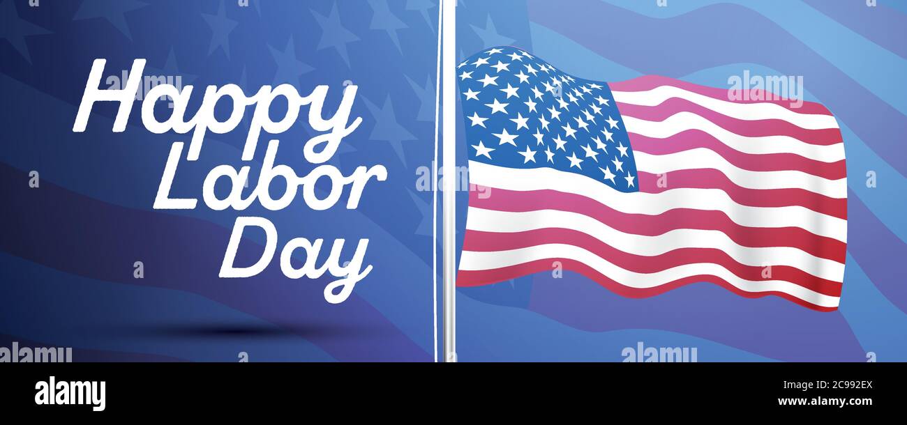 Alles Gute Zum Tag Der Arbeit. Banner mit US-amerikanischer Flagge. Vektorgrafik. American Labor Day Wallpaper. Stock Vektor