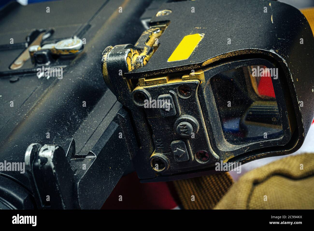Moderne Waffenserie. US Army Sturmgewehr, Nahaufnahme. Stockfoto