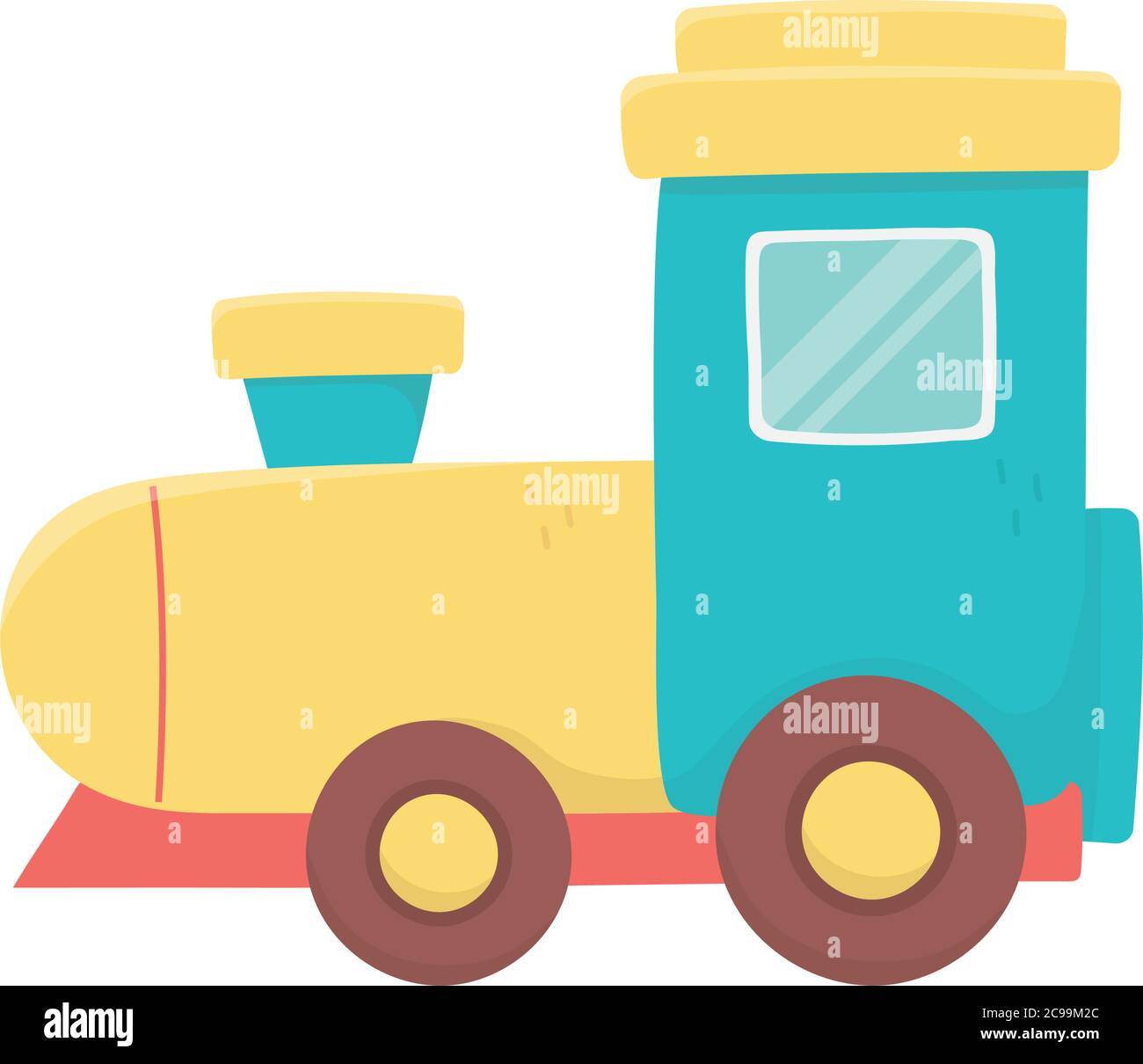 Kinder Spielzeug Kunststoff Zug Cartoon isoliert Symbol Design weißen Hintergrund Vektor Illustration Stock Vektor