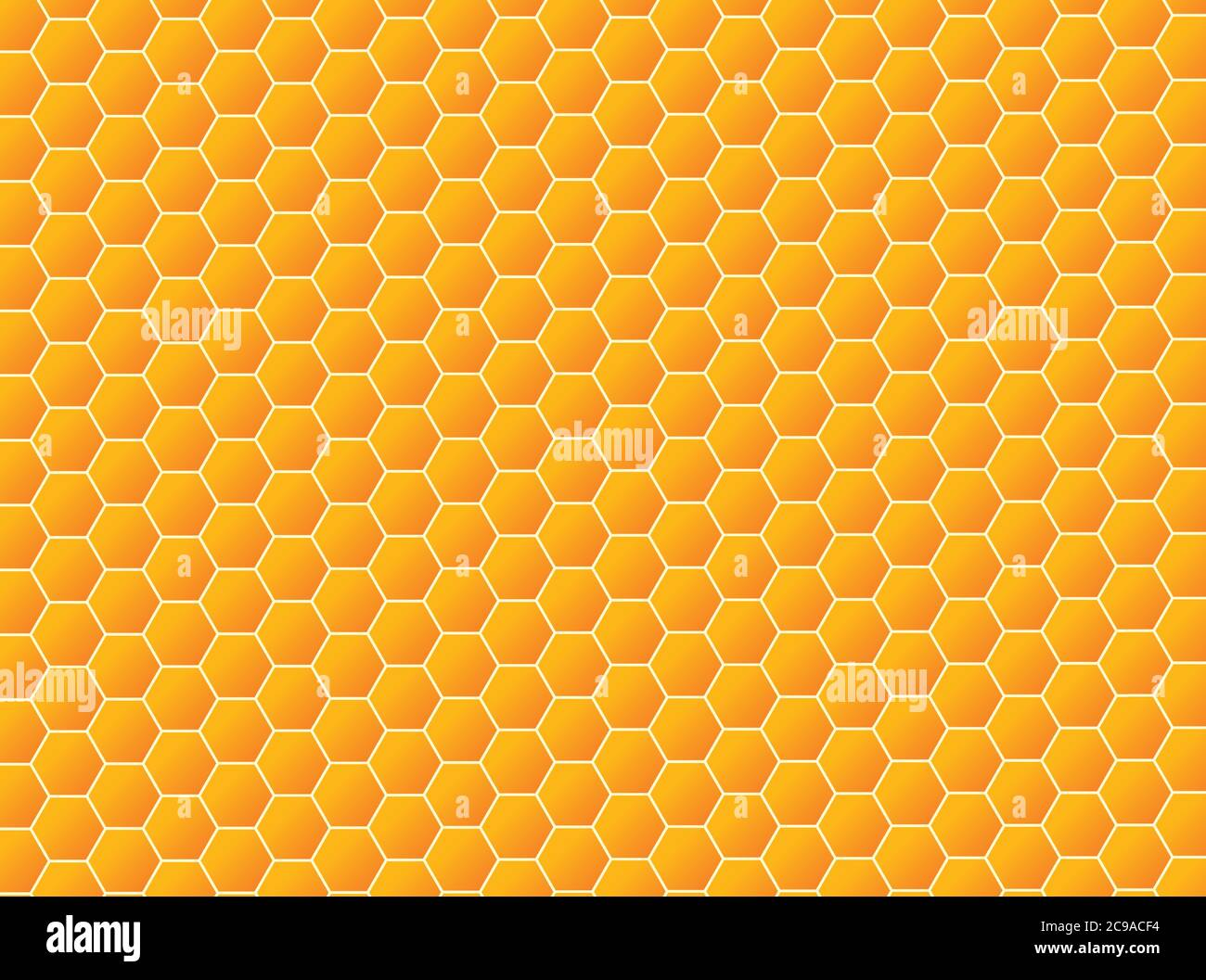 Honeycomb orange Hintergrund von einem Bienenstock. Vektordarstellung der geometrischen Textur. Nahtloses Sechseck-Muster für Web, Print, Tapete. Stock Vektor