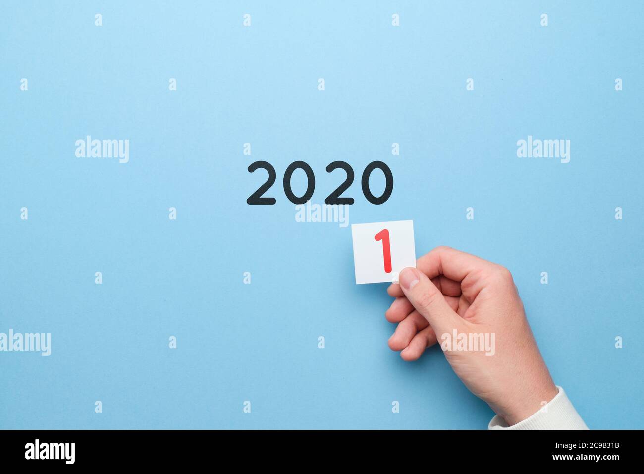 Konzept der Jahreswechsel von 2020 bis 2021. Stockfoto