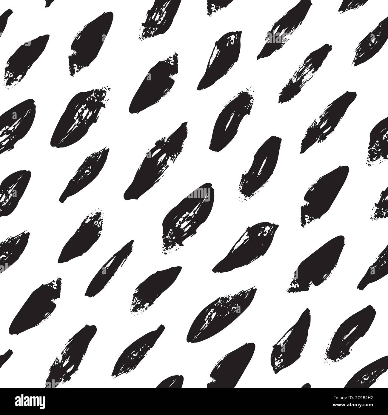 Vektor abstrakt unregelmäßig malen Strich Pinsel Muster in schwarz und weiß. Strukturiertes Grunge-Design. Lebhaft, handgezeichnet, in Bewegung, modernes Pinseldesign auf weißem Hintergrund. Oberflächenmuster. Stock Vektor