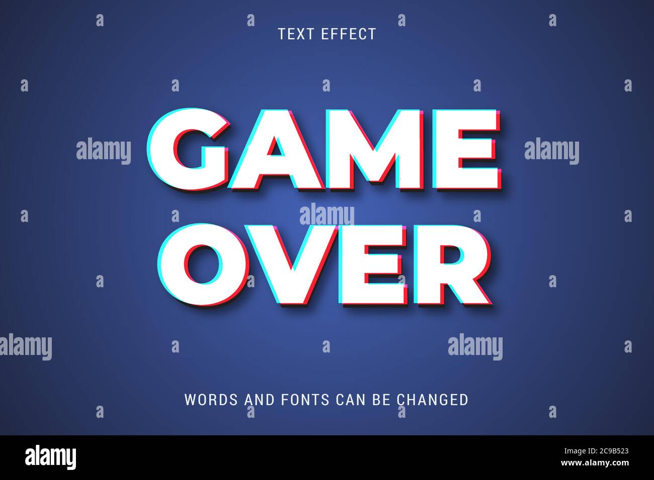 Glitched Text Effect 100% editierbare eps-Datei Stock Vektor