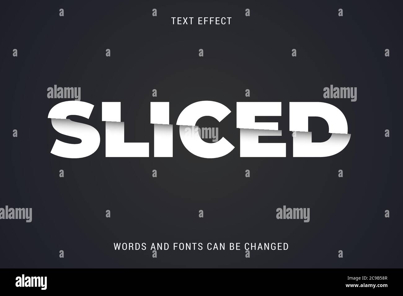 Sliced Text Effect 100% editierbares Vektorbild Stock Vektor