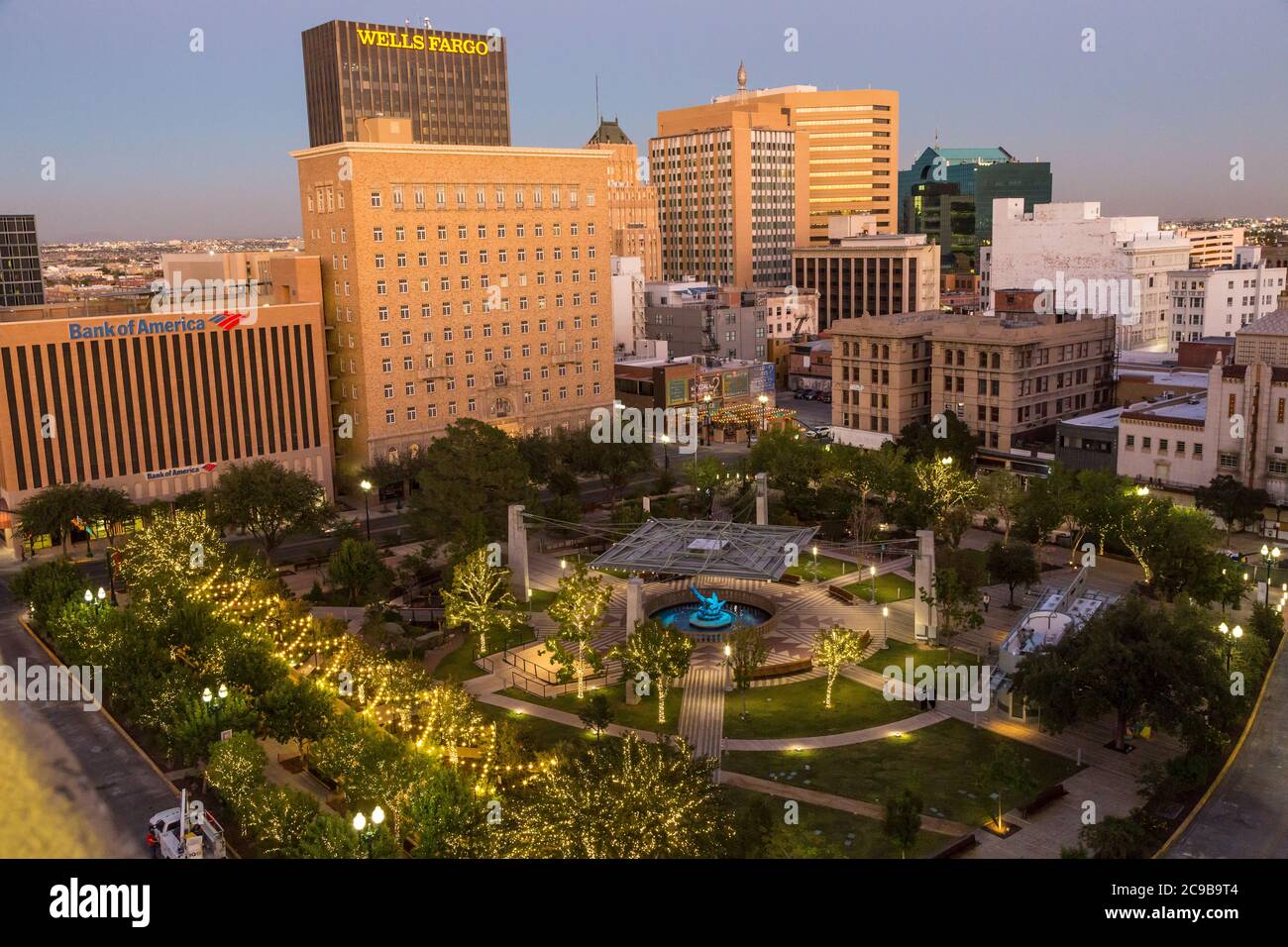 El Paso, Texas. San Jacinto Plaza. Stockfoto