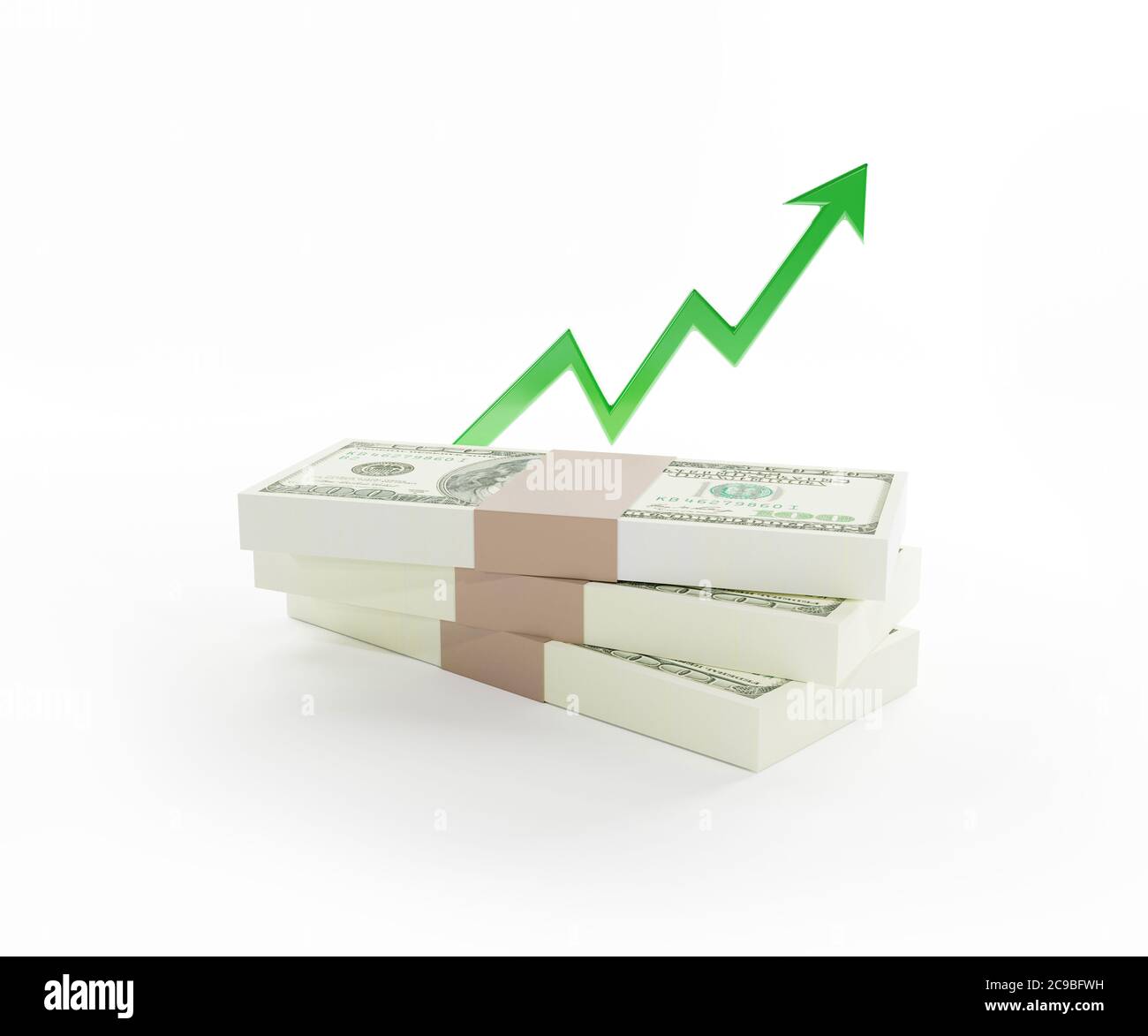 Der Wert der Währung wird erhöht. Analyse und Strategie im Finanzgeschäft. Economy-Konzept in 3D-Darstellung Stockfoto