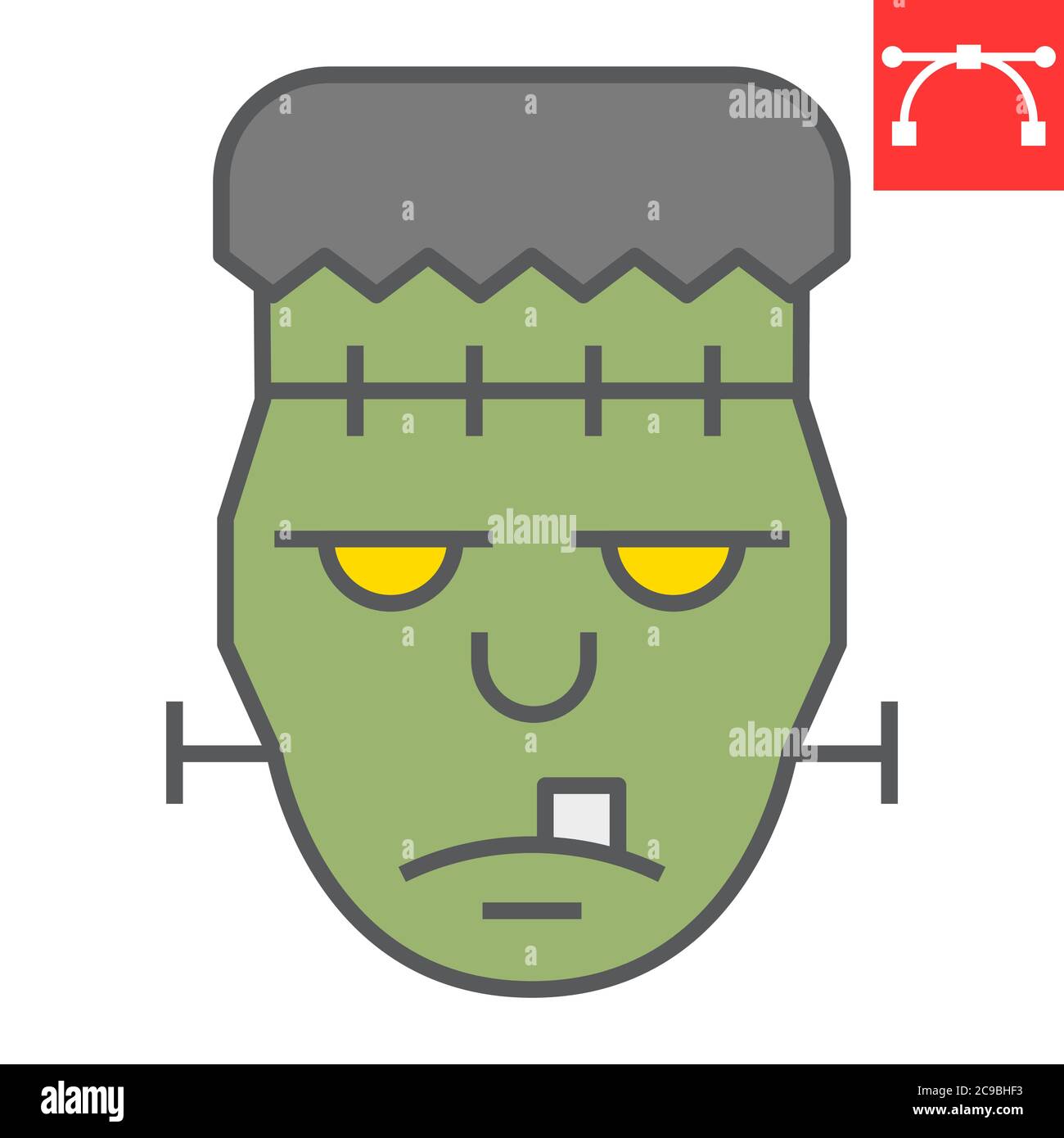 Frankenstein Farbe Linie Symbol, halloween und beängstigend, Zombie-Zeichen Vektorgrafik, editierbare Kontur gefüllt Umriss Symbol, eps 10. Stock Vektor