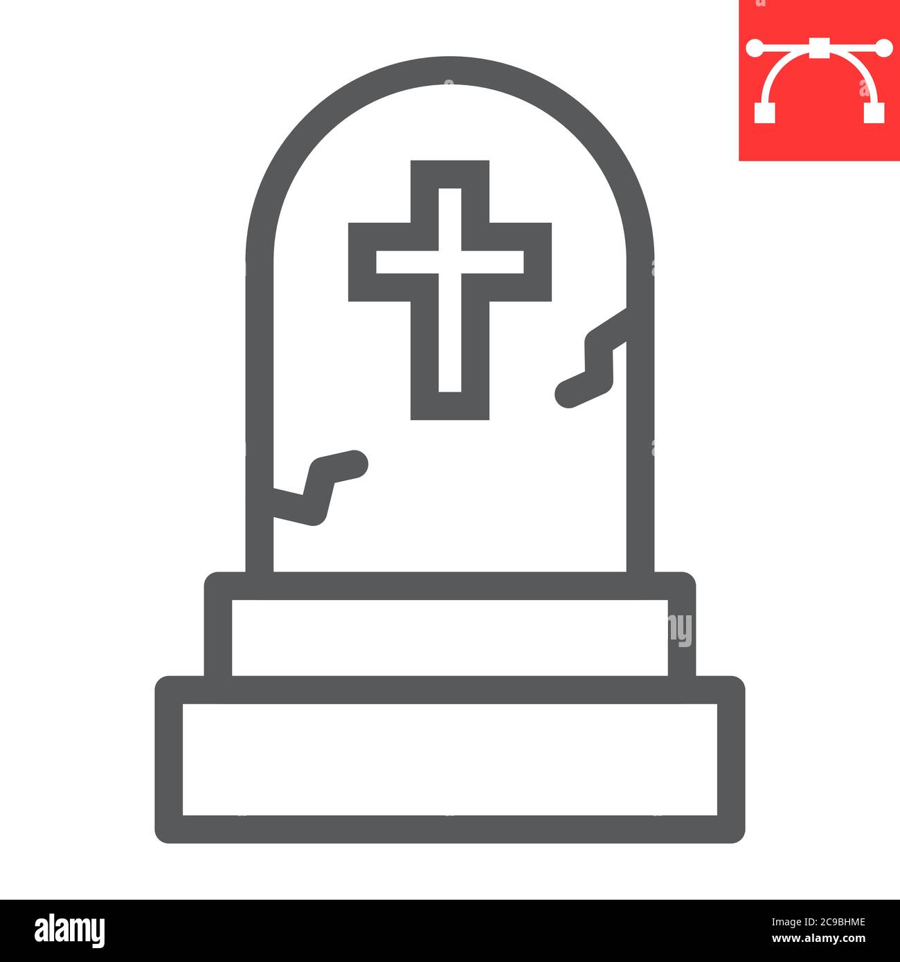 Grabstein Linie Symbol, halloween und beängstigend, Grabstein Zeichen Vektorgrafik, editierbare Strich lineare Symbol, eps 10. Stock Vektor