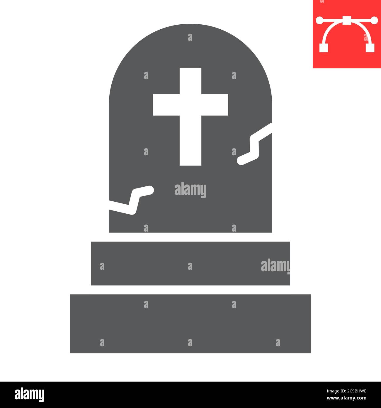 Grabstein Glyphe Symbol, halloween und gruselig, Grabstein Zeichen Vektor Grafik, editierbare Strich solide Symbol, eps 10. Stock Vektor