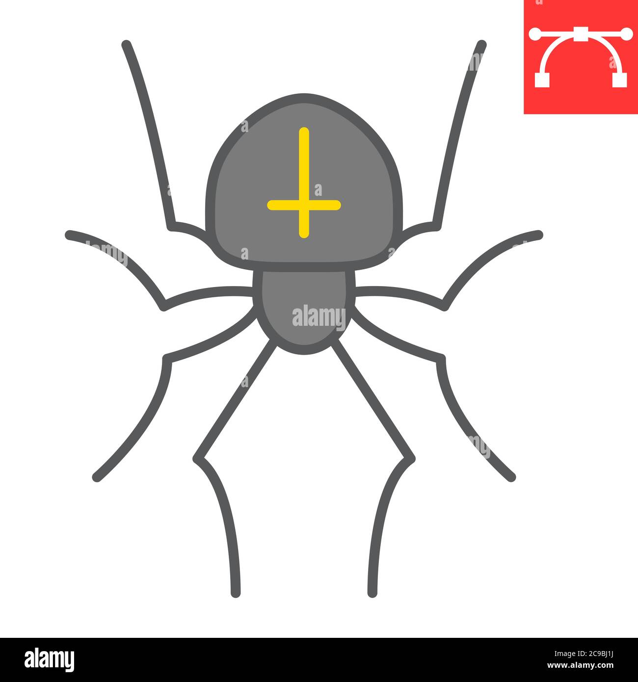 Spider Farbe Linie Symbol, halloween und beängstigend, Arachnid Zeichen Vektorgrafik, editierbare Kontur gefüllt Umriss Symbol, eps 10. Stock Vektor