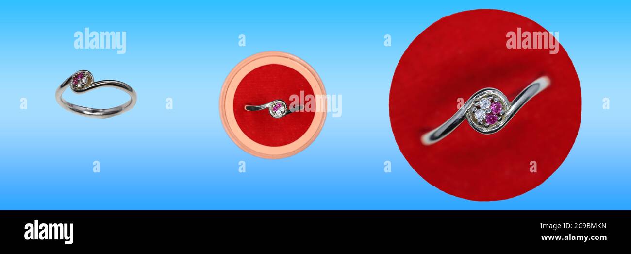 Zwei rote und weiße Diamanten Platinum Fancy Ringe Design für Mädchen (Schmuck Katalog ) Stockfoto