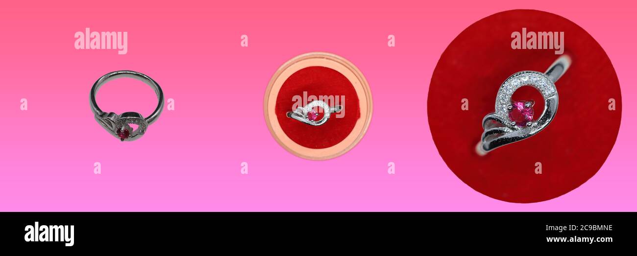 Red Chimes Platinüberzog elegante klassische Kristall Silber Einstellbare Fancy Ringe Design für Frauen (Schmuck Katalog ) Stockfoto