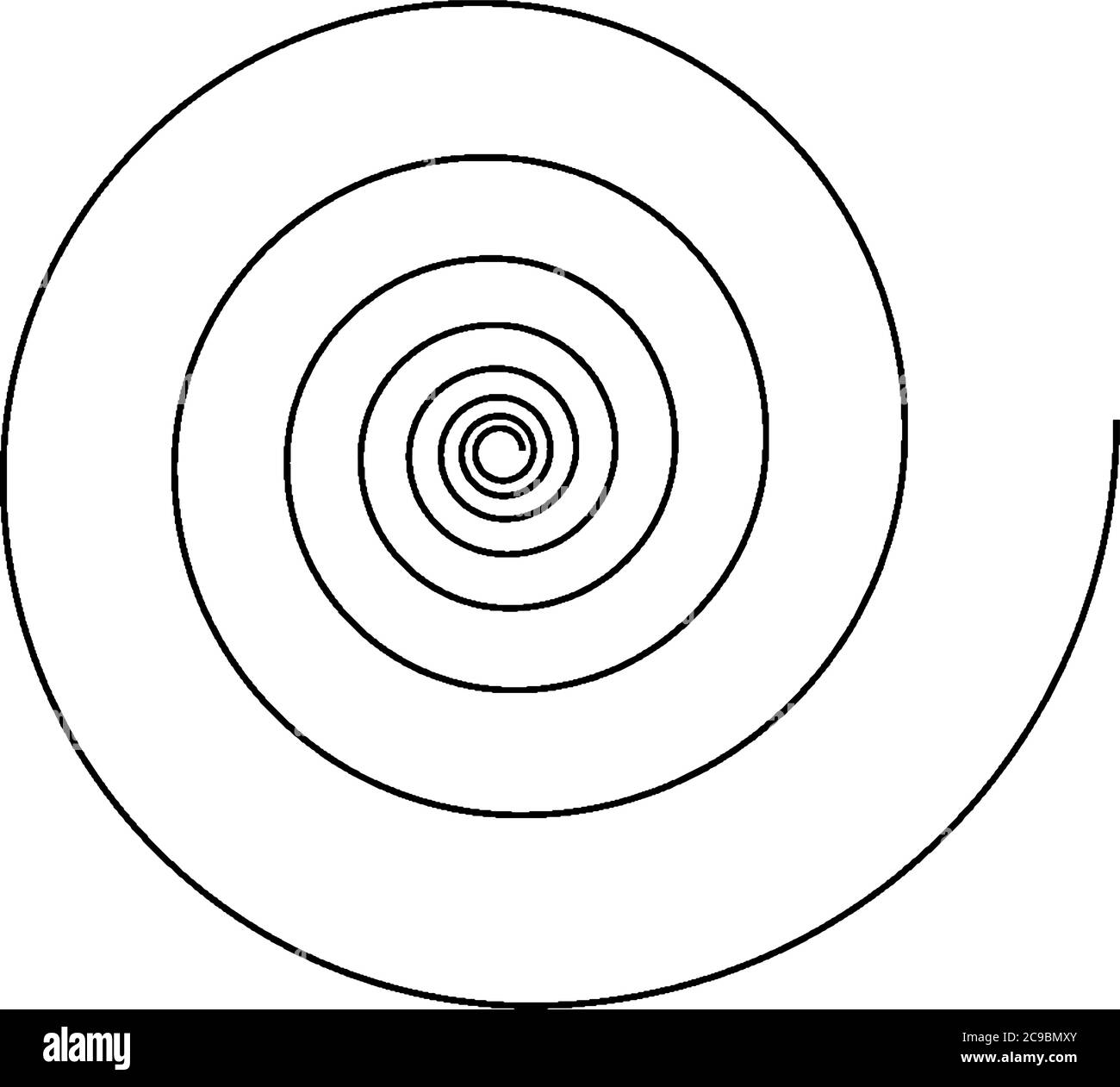 Spiralkurve ist eine Kurve, die sich von einem Punkt aus ausbreitet und dabei kontinuierlich von diesem Punkt zurückgeht, Vintage-Linienzeichnung oder Gravurdarstellung. Stock Vektor