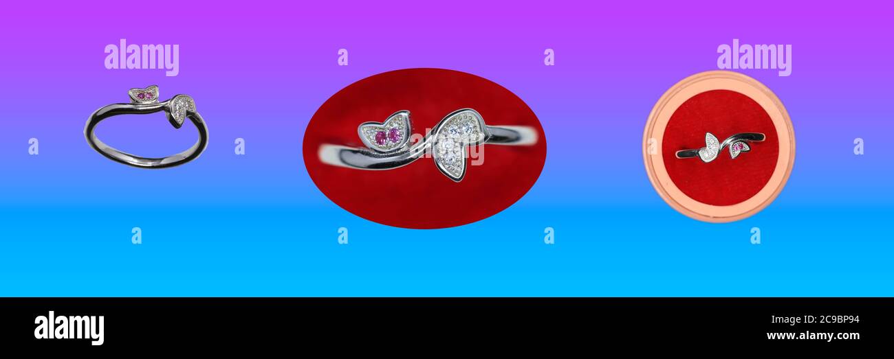 Red Chimes Fische auf Ruby 925 Silber überzog Fancy Ringe Design für Frauen und Mädchen (Schmuck Katalog ) Stockfoto