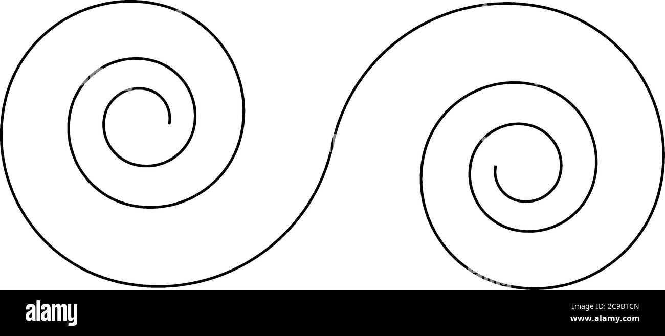 Spirale ist bekannt als das antike Symbol der Kelten. Hier ist eine typische Darstellung einer Doppelspirale mit ungleich abstandigen Intervallen, vint Stock Vektor