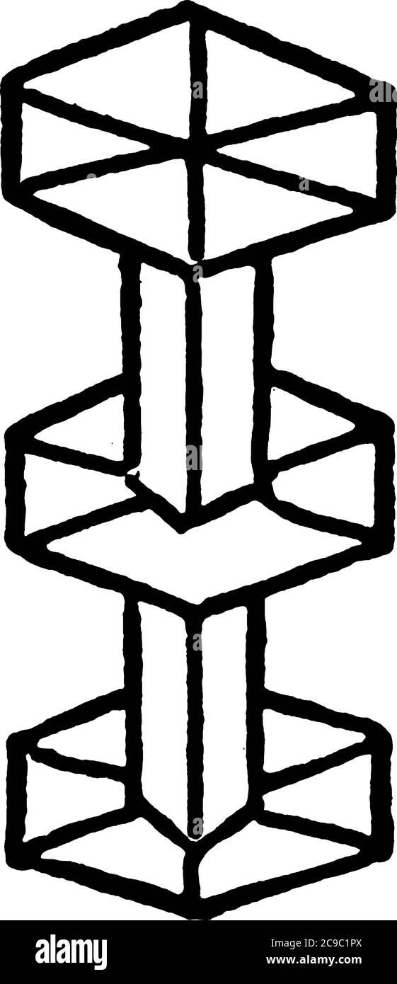 Ein federleichtes Eiskristall, die Schneeflocke, zeigt eine zarte sechsfache Symmetrie, vintage Linie Zeichnung oder Gravur Illustration. Stock Vektor
