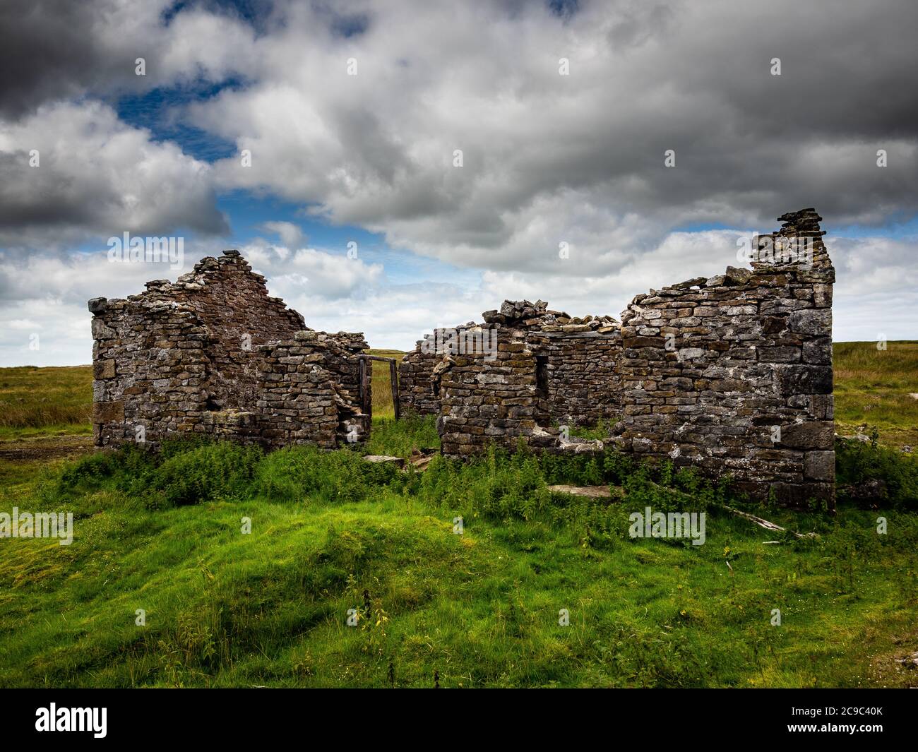 Zerstörte Gebäude. Grassington Moor Blei Minen. Yorkshire Dales Stockfoto