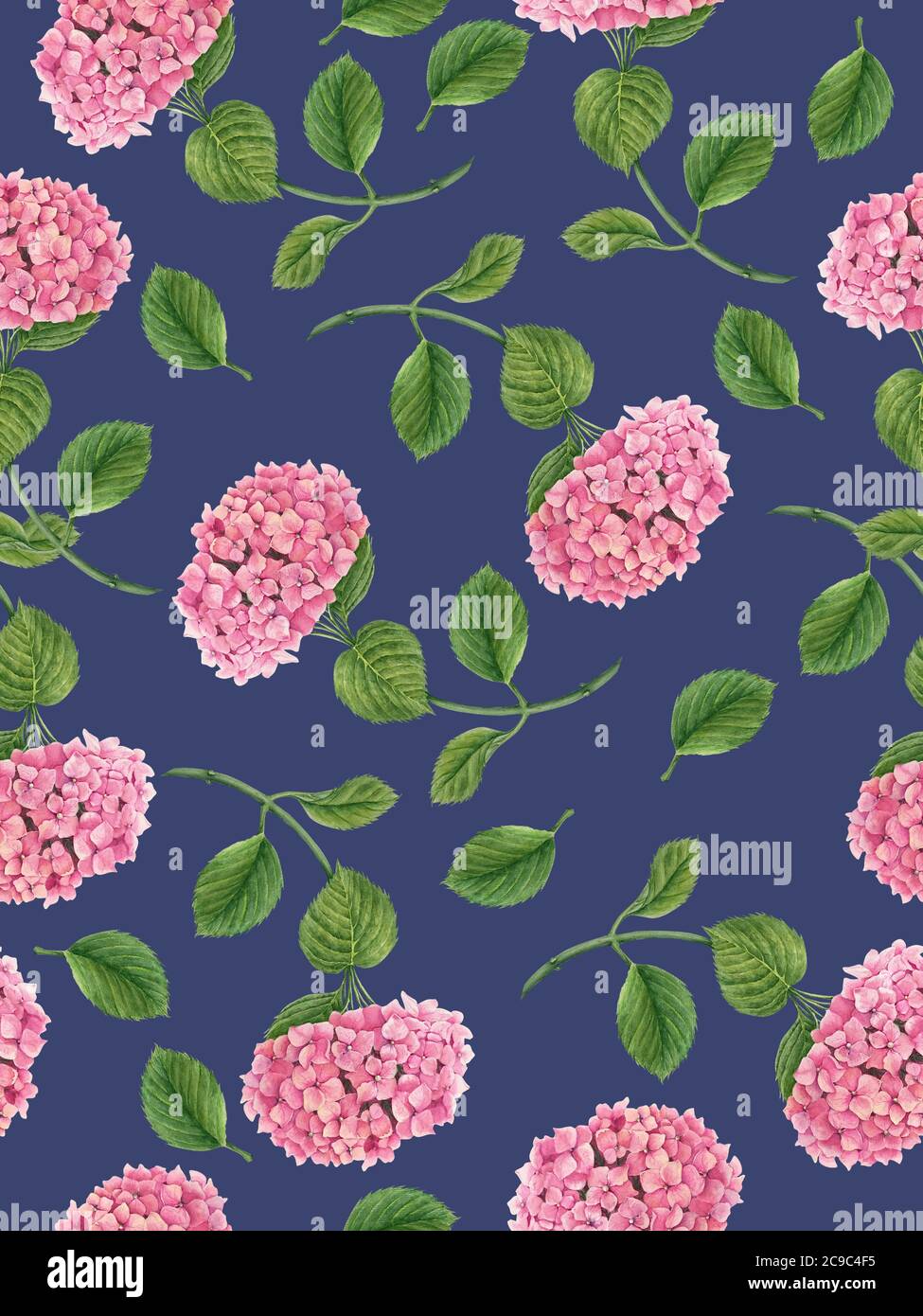 Nahtlose Blumenmuster mit Hydrangea Blume vintage Aquarell Illustration Stockfoto