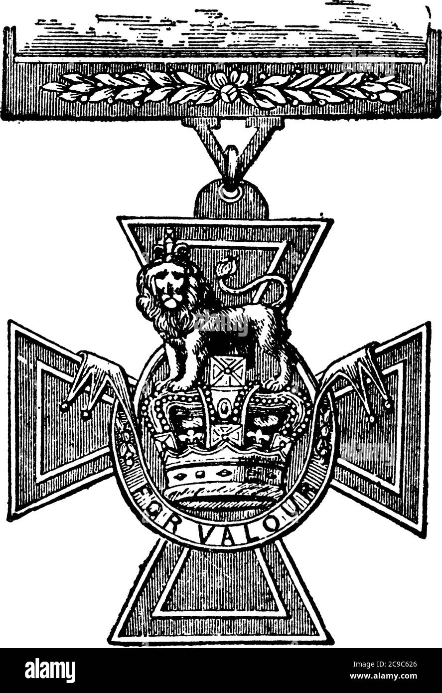 Eine englische Marine und militärische Dekoration, die begehrteste aller britischen Dekorationen durch Royal Warrant, 29. Januar 1856, und verliehen für con Stock Vektor