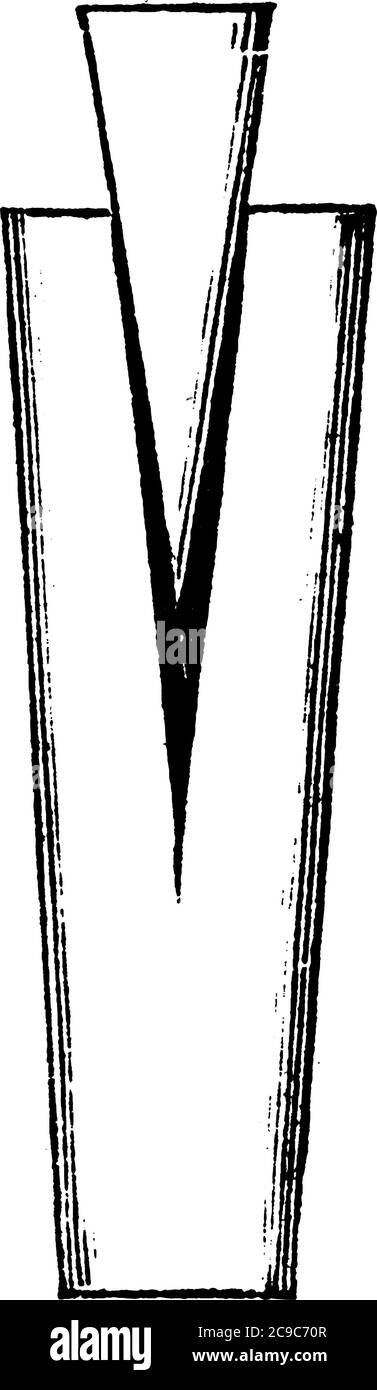 Ein Instrument, das als zwei geneigte Ebenen betrachtet wird, platziert Basis zu Basis, vintage Linie Zeichnung oder Gravur Illustration. Stock Vektor