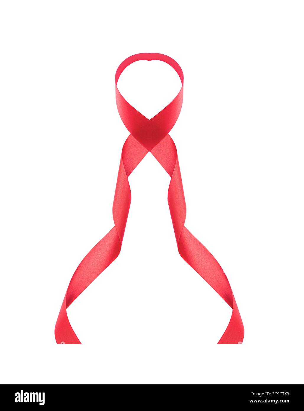 Red Ribbon auf weißem Hintergrund. Stockfoto