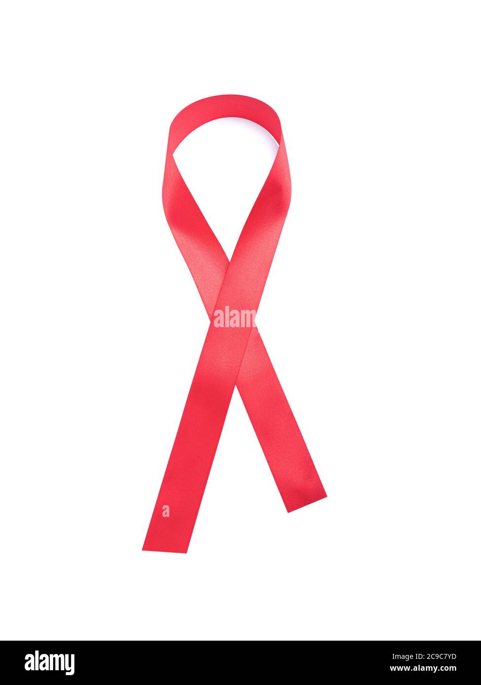 Red Ribbon auf weißem Hintergrund. Stockfoto