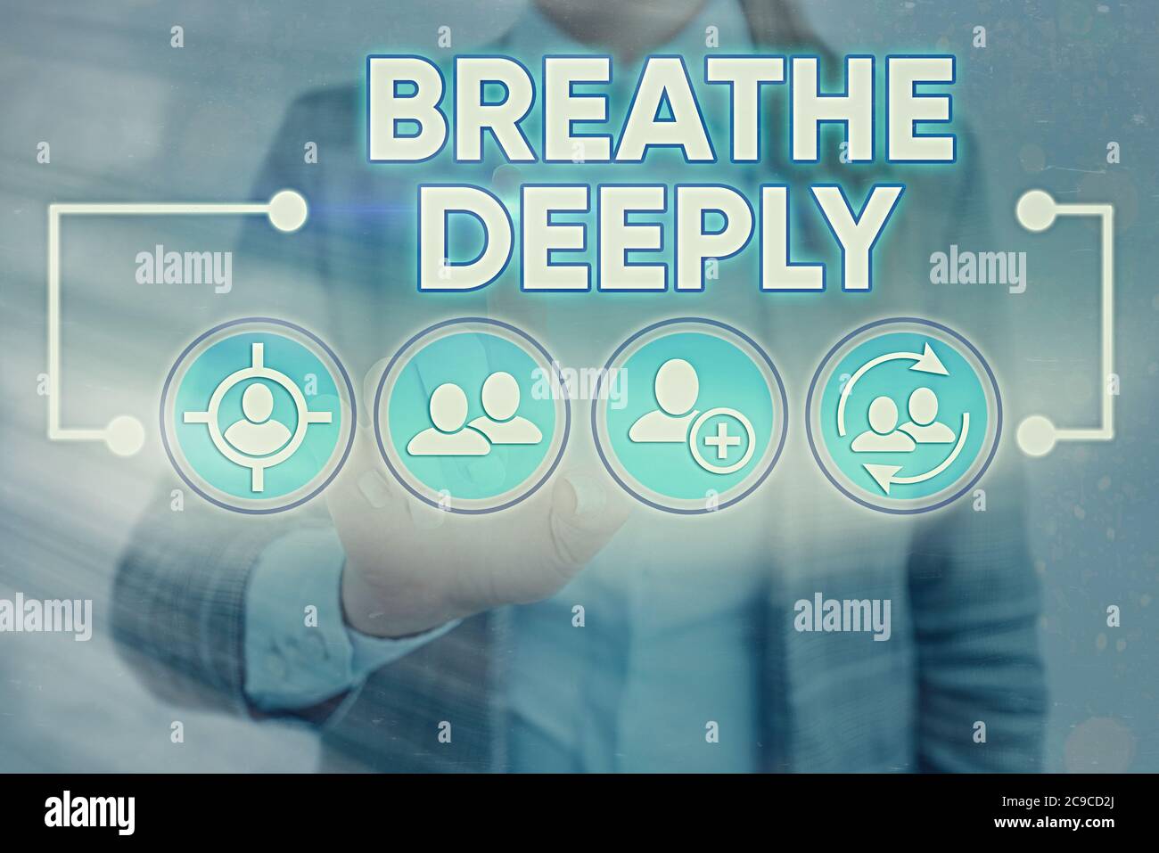 Wort schriftlich Text atmen tief. Business Foto präsentiert, um eine Menge Luft in die Lunge zu nehmen inhaleexhale vollständig Information digitale Technologie netw Stockfoto