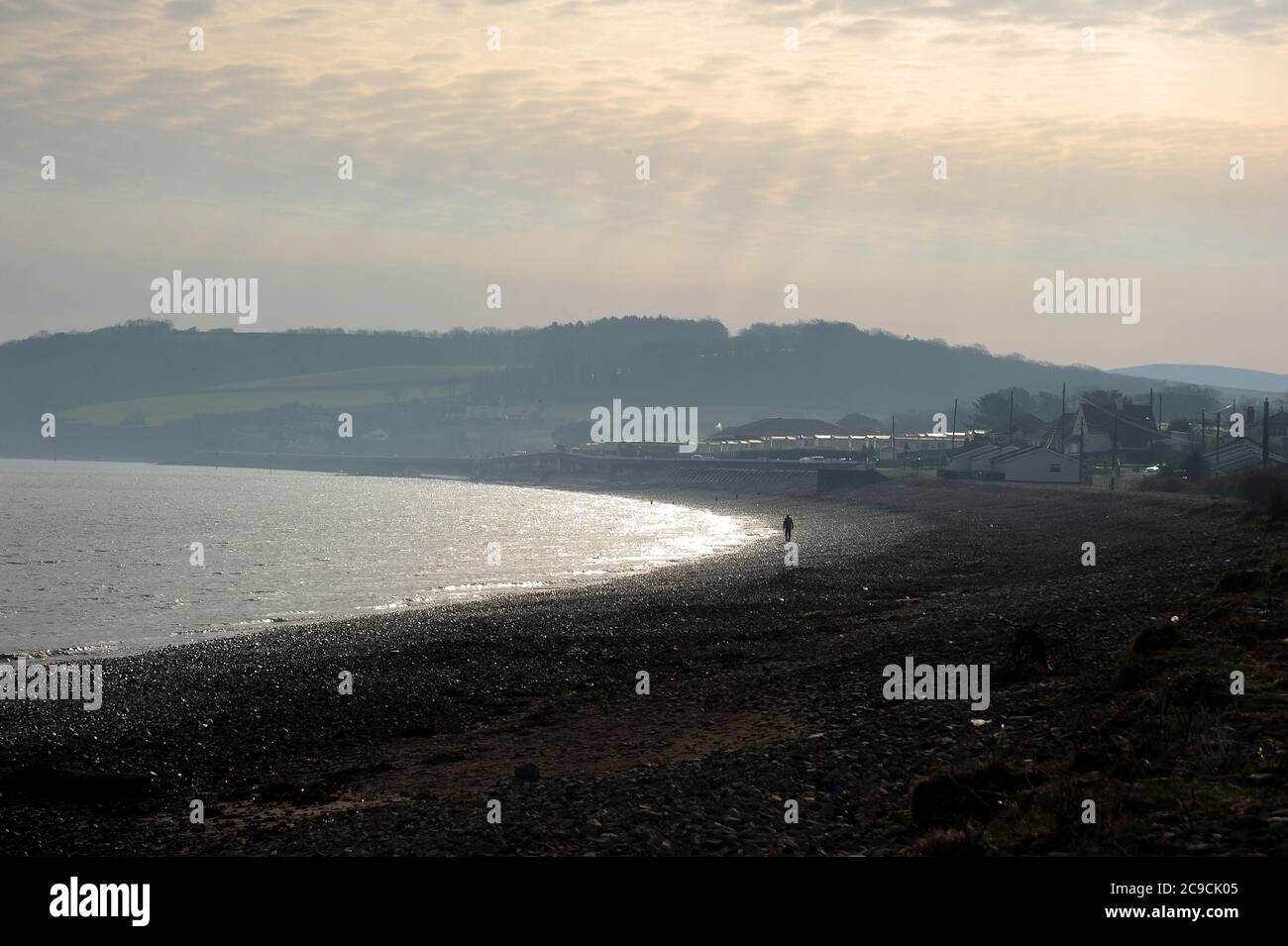 Der Strand bei Blue Anchor, Somerset. Stockfoto