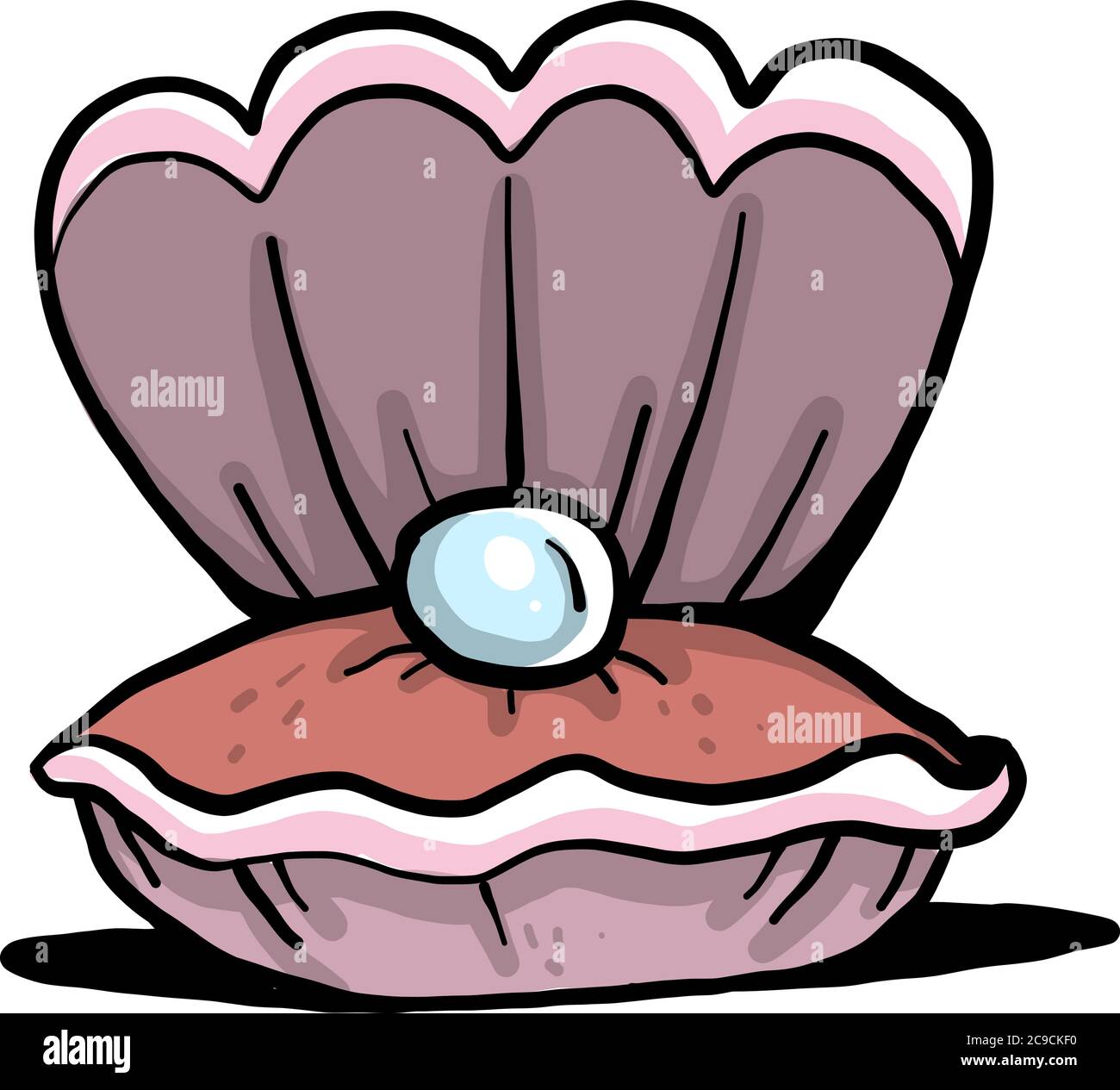 Oyster mit Perle, Illustration, Vektor auf weißem Hintergrund Stock Vektor