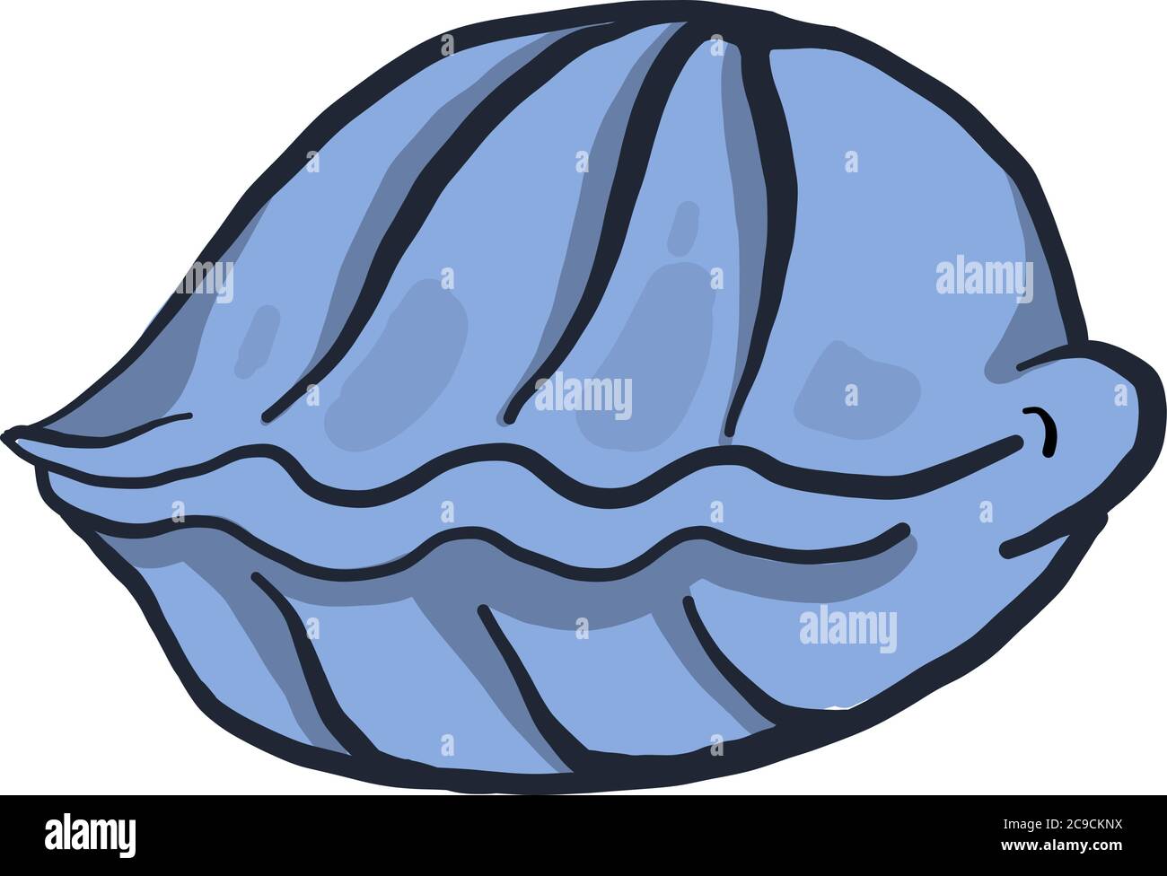 Blaue geschlossene Auster, Illustration, Vektor auf weißem Hintergrund Stock Vektor