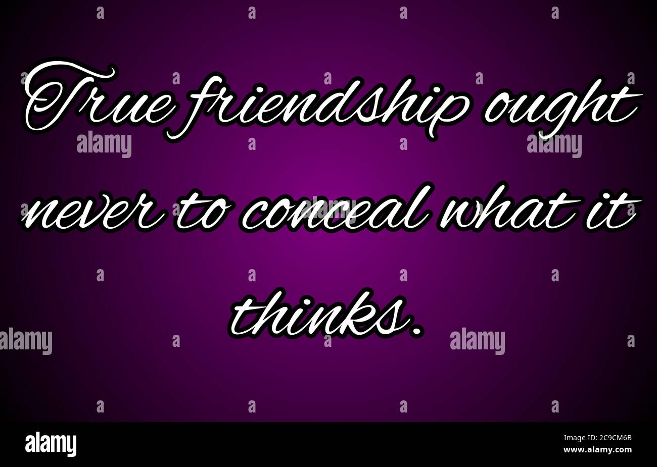 Friendship Day Zitat/Nachricht: 'Wahre Freundschaft sollte niemals verbergen, was sie denkt' Illustration. Freundschaft Tag Zitat Rendering. Stockfoto