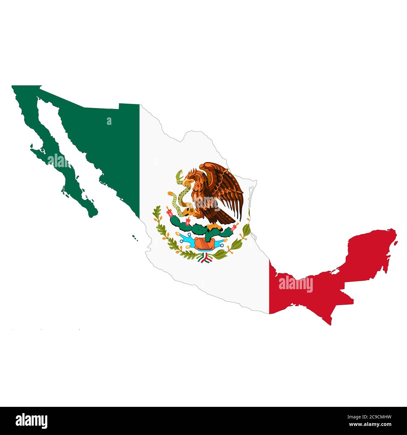 Eine Mexiko-Karte 3d-Illibration auf weißem Hintergrund mit Beschneidungspfad Stockfoto