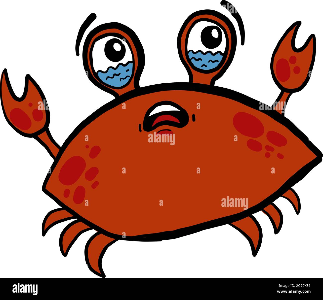 Traurige rote Krabbe, Illustration, Vektor auf weißem Hintergrund Stock Vektor