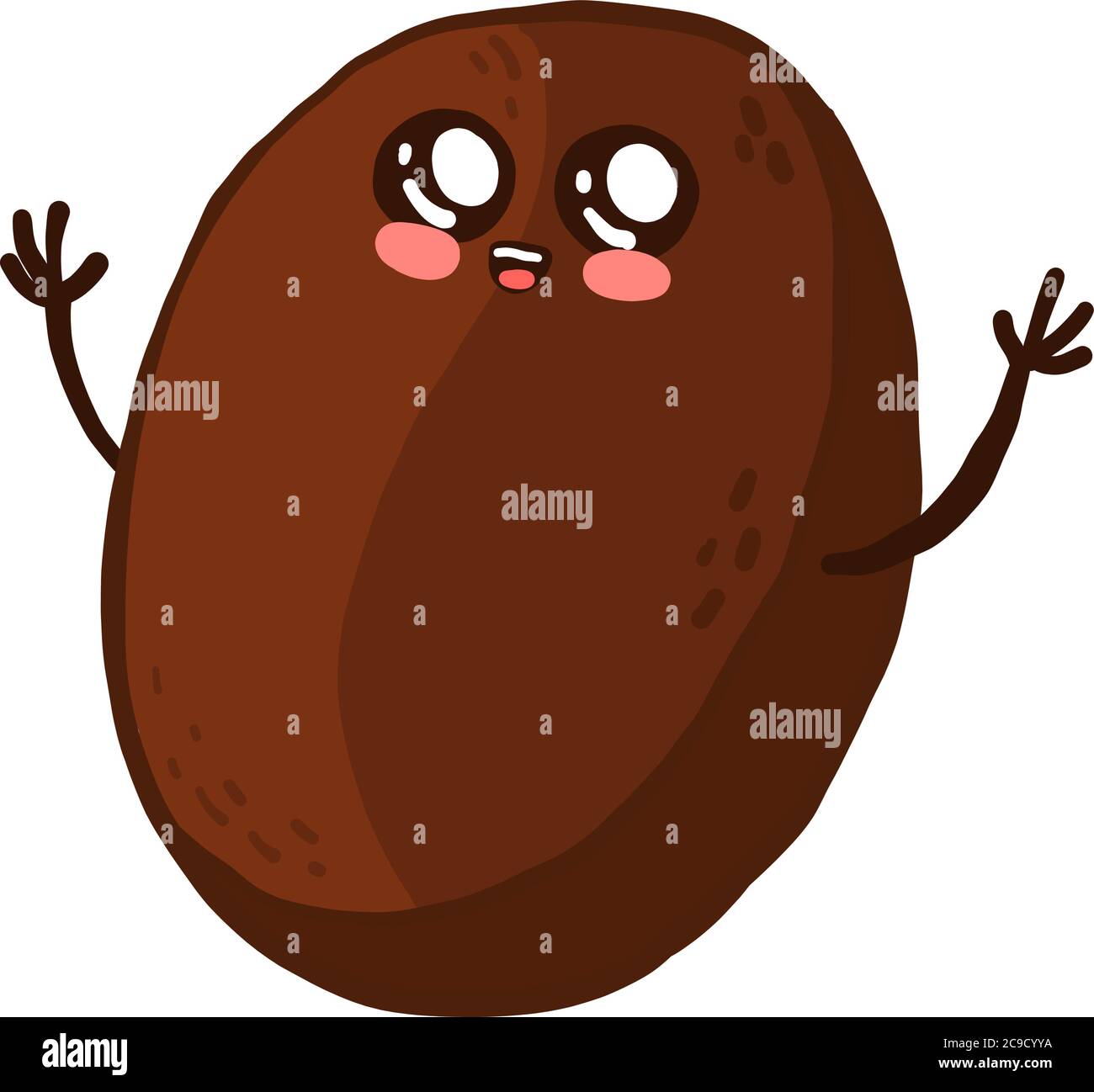 Kleine glückliche Kaffeebohne, Illustration, Vektor auf weißem Hintergrund Stock Vektor