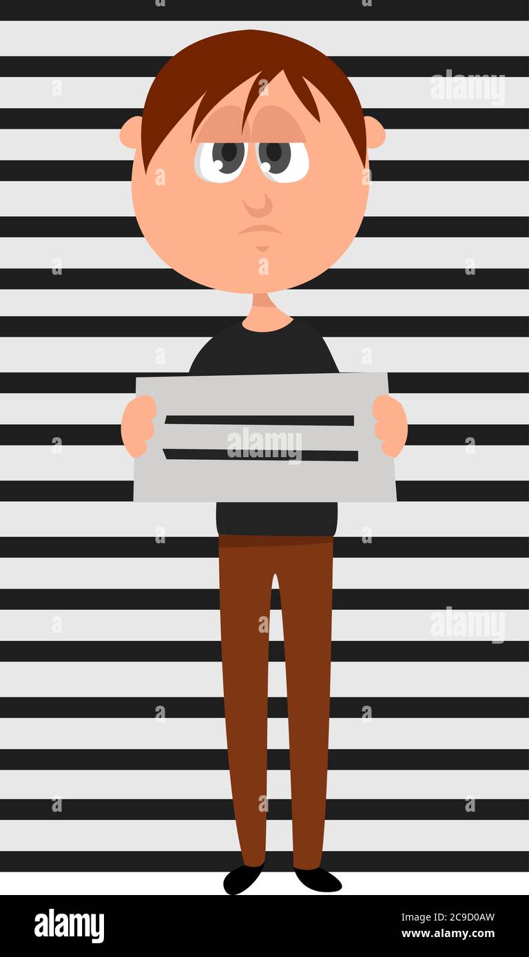 Krimineller Junge, Illustration, Vektor auf weißem Hintergrund Stock Vektor