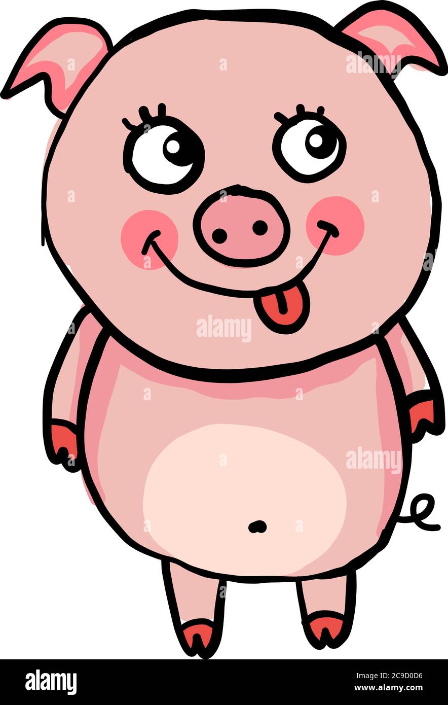 Glückliches kleines Schwein, Illustration, Vektor auf weißem Hintergrund Stock Vektor