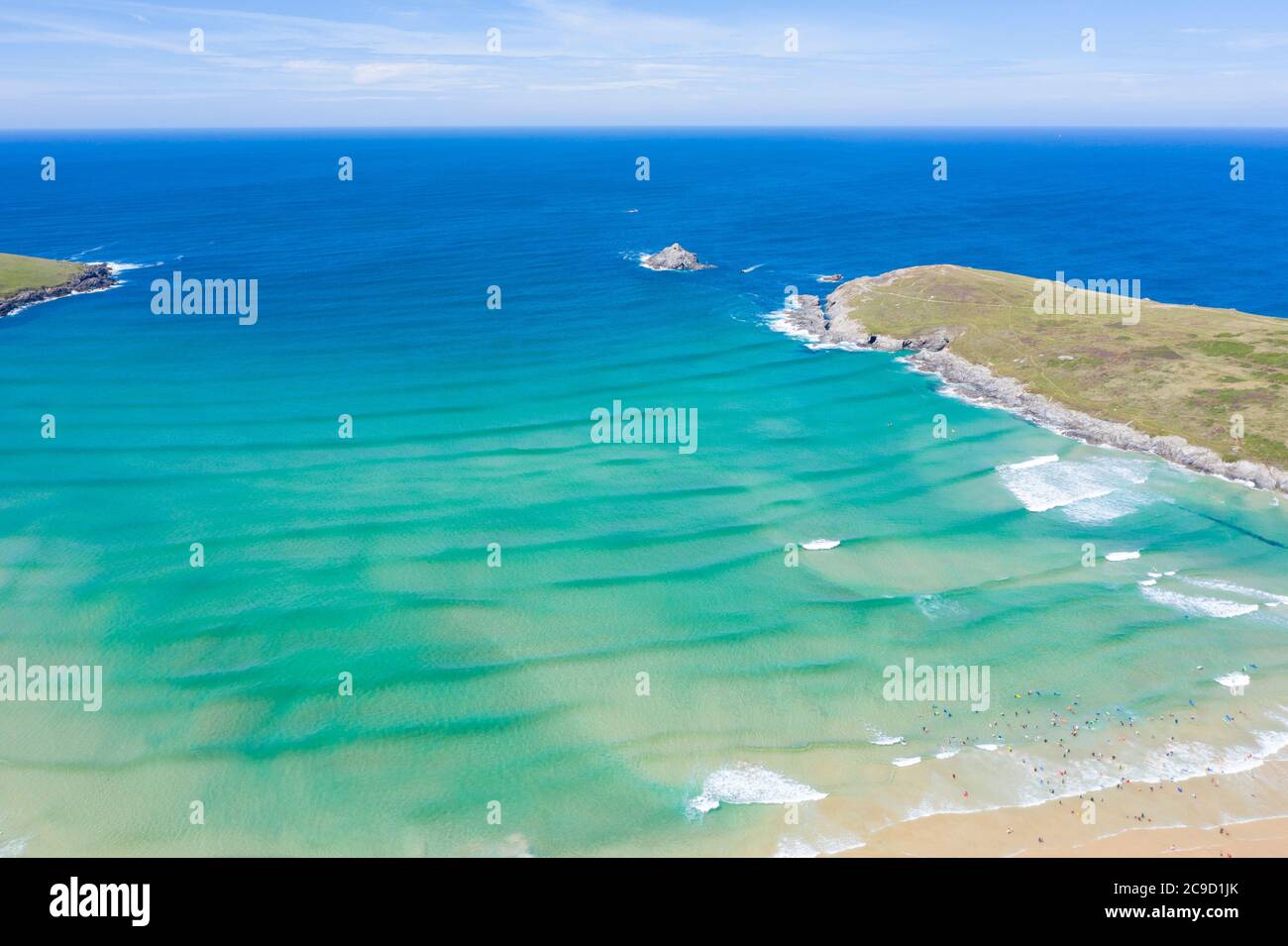 Luftaufnahme von Crantock Bay, Newquay, England Stockfoto