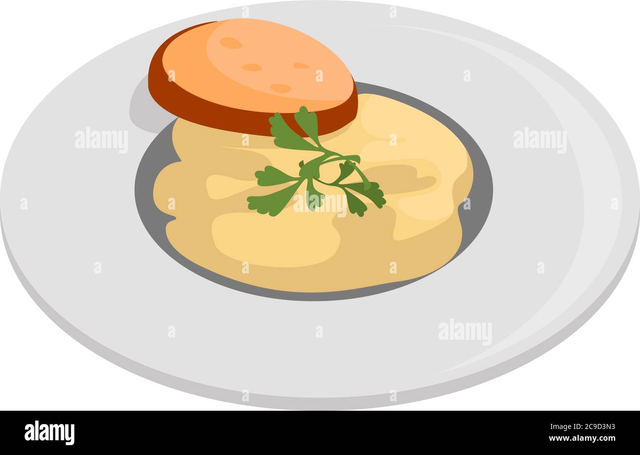 Fricassee Lebensmittel, Illustration, Vektor auf weißem Hintergrund Stock Vektor