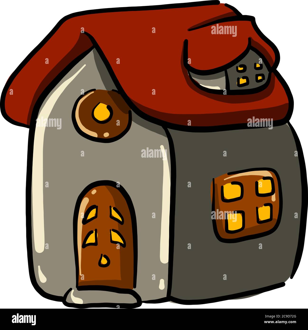 Haus mit rotem Dach, Illustration, Vektor auf weißem Hintergrund Stock Vektor