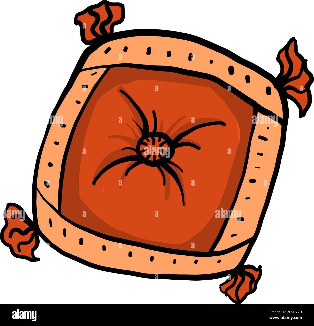 Orangefarbenes Kissen, Illustration, Vektor auf weißem Hintergrund Stock Vektor