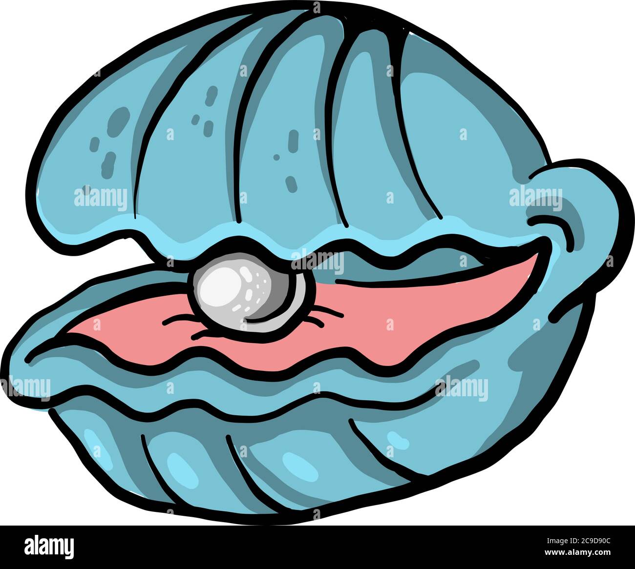 Oyster blau, Illustration, Vektor auf weißem Hintergrund Stock Vektor
