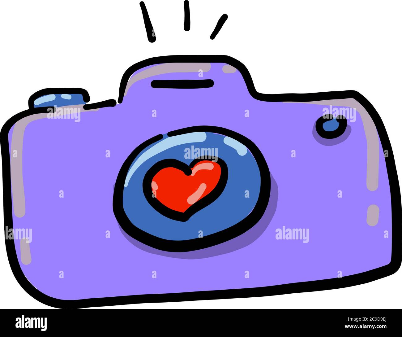 Lila Kamera, Illustration, Vektor auf weißem Hintergrund Stock Vektor