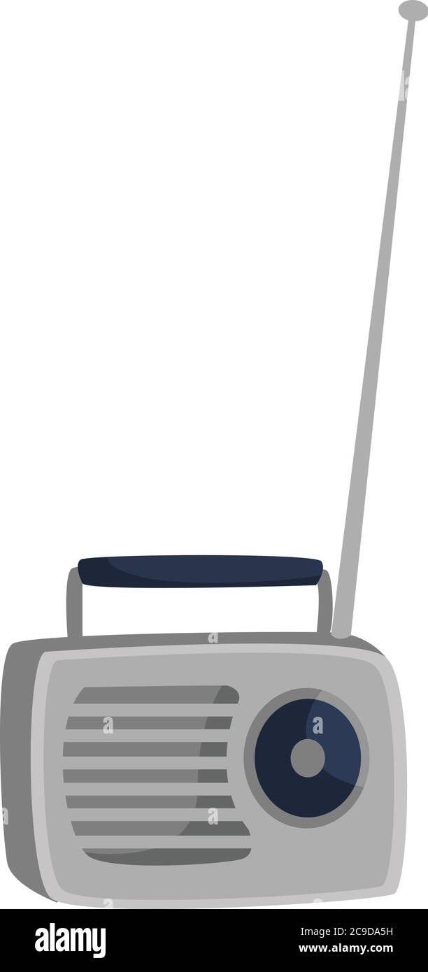 Graues Radio, Illustration, Vektor auf weißem Hintergrund Stock Vektor