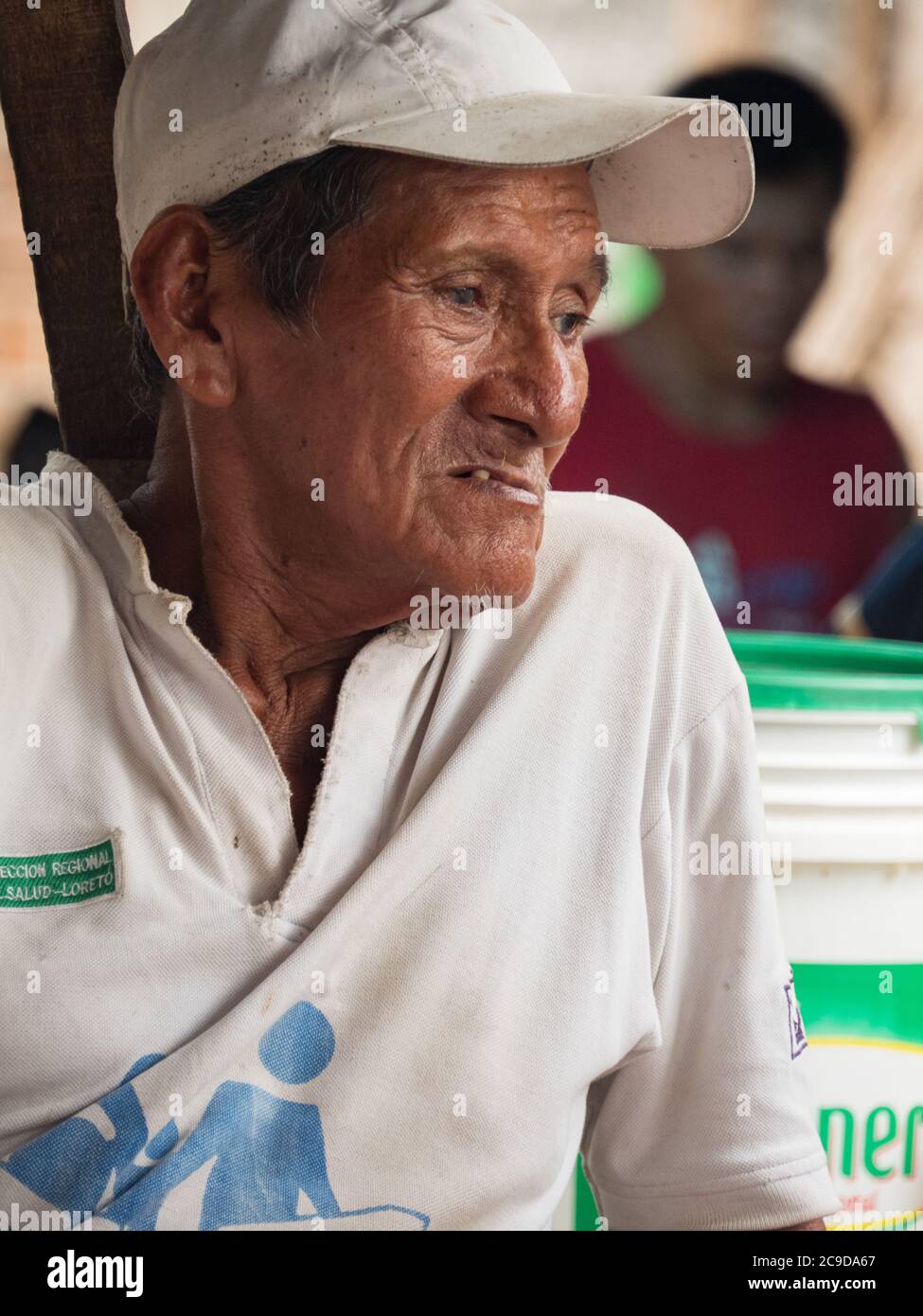 Iquitos, Peru - Dezember 2019: Porträt eines älteren peruanischen Mannes, Amazonien, Loreto, Südamerika Stockfoto