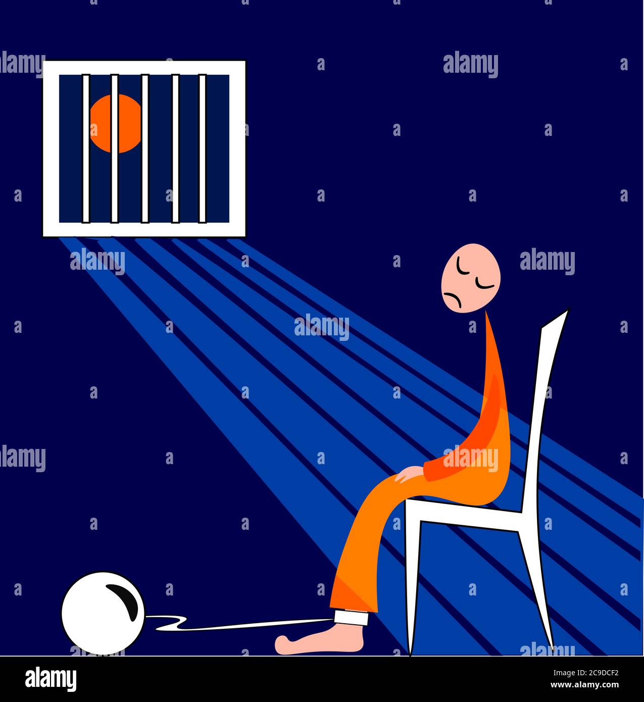 Prisioner im Gefängnis, Illustration, Vektor auf weißem Hintergrund Stock Vektor