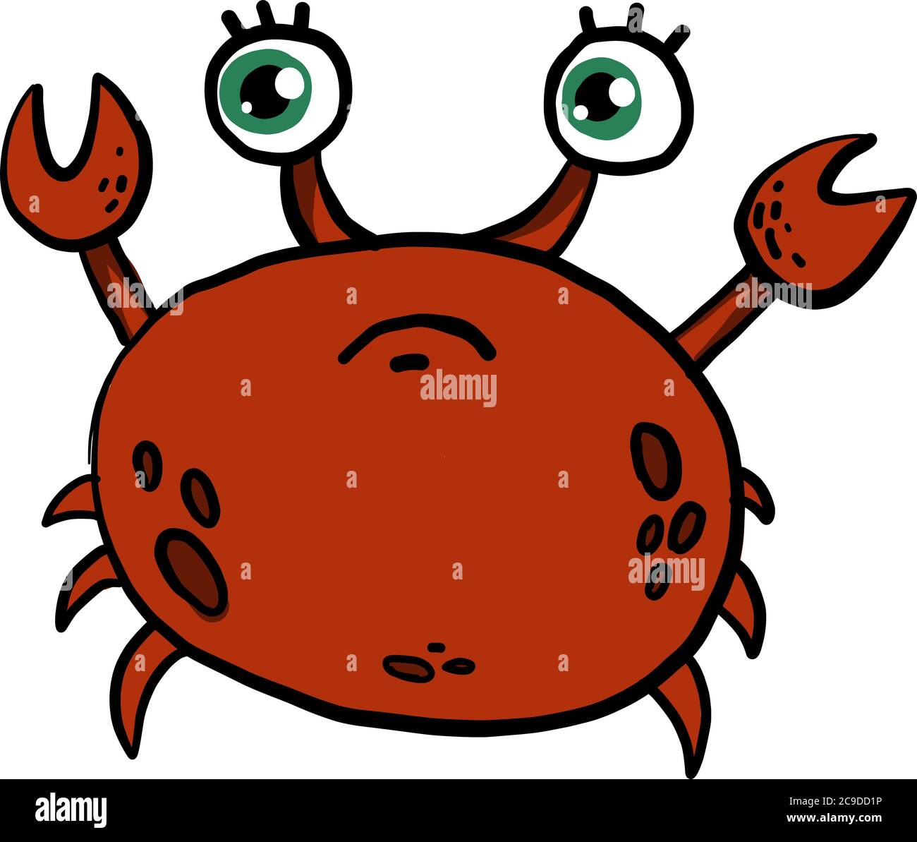 Traurige Krabbe, Illustration, Vektor auf weißem Hintergrund Stock Vektor