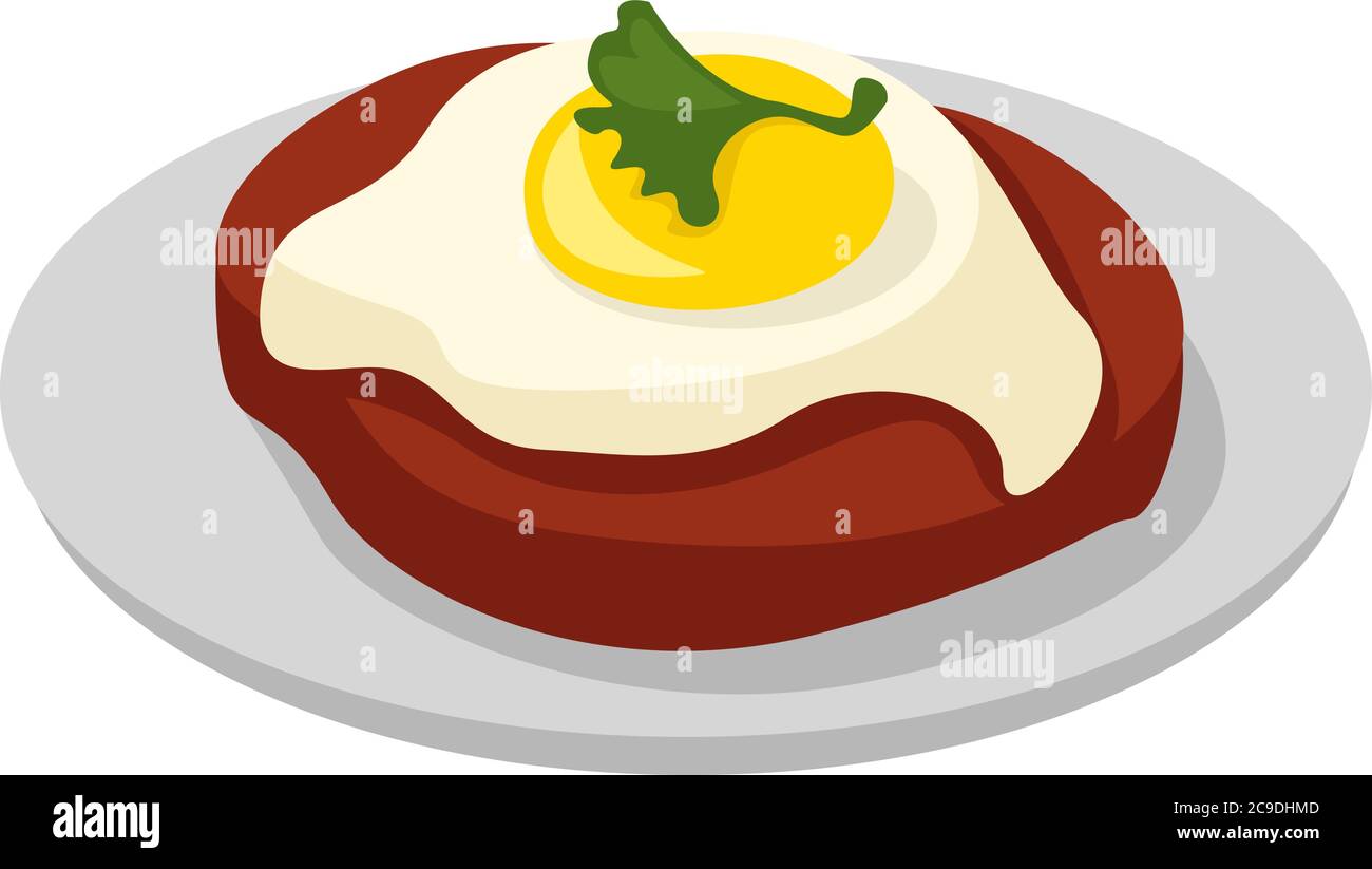 Steak und Eier, Illustration, Vektor auf weißem Hintergrund Stock Vektor