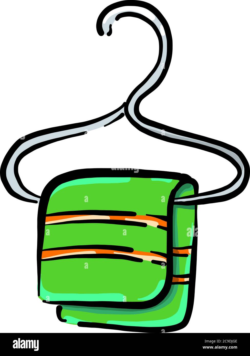 Grünes Handtuch, Illustration, Vektor auf weißem Hintergrund Stock Vektor